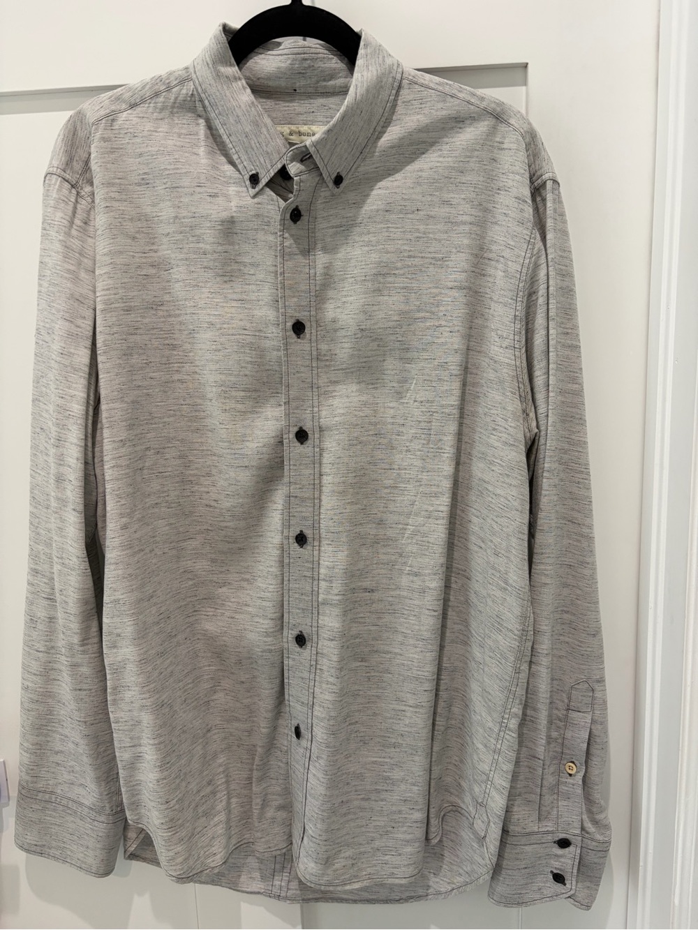 rag & bone Heather Light Gray Button-Down Dress Shirt